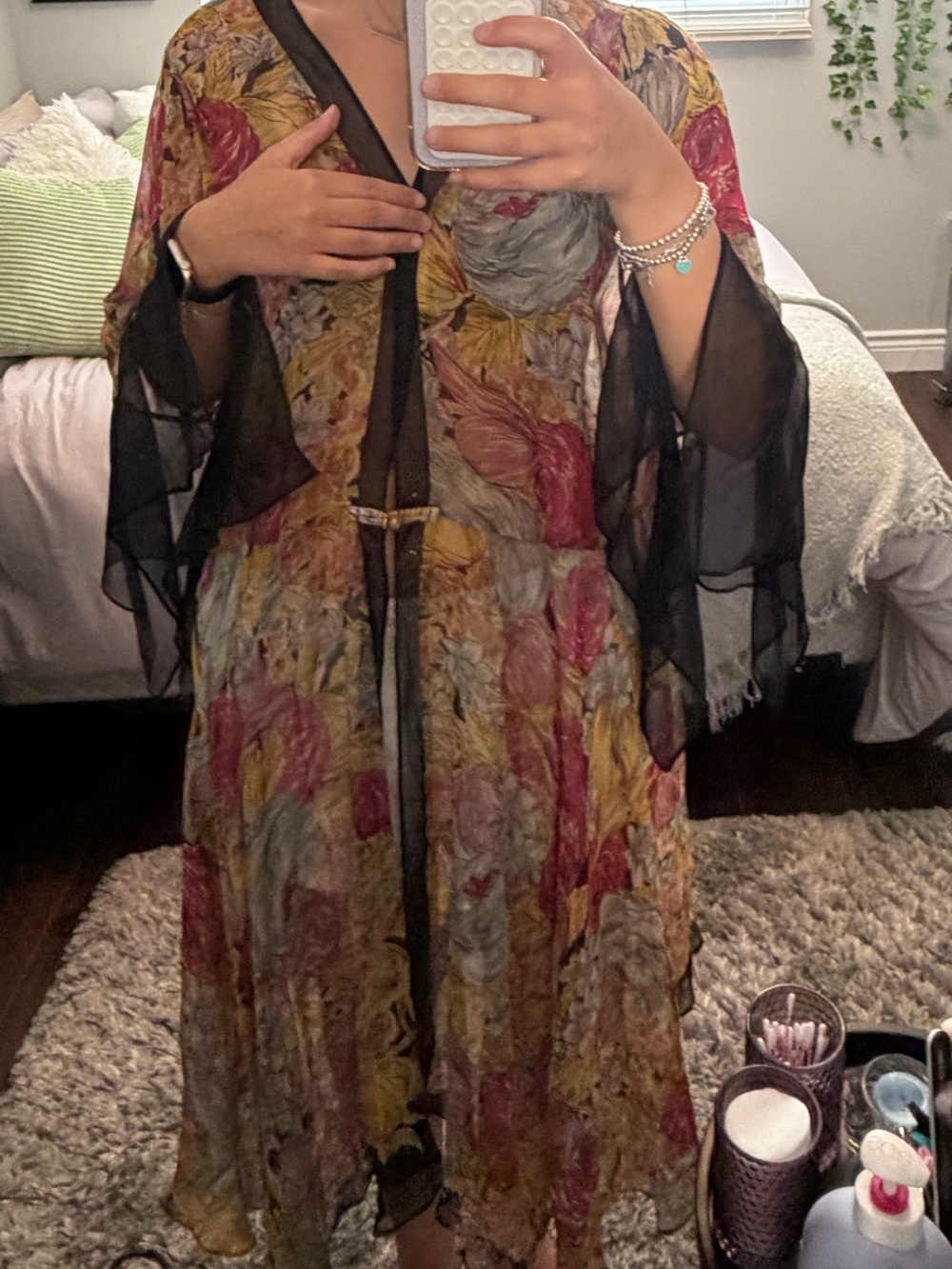 Vintage 90s silk kimono-style cardigan